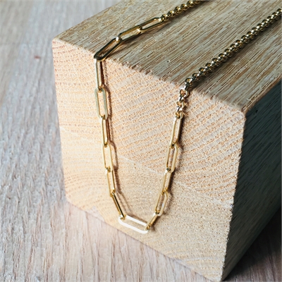 COLLIER MAILLE RECTANGLE FINE + MAILLE JASERON 6X2.5