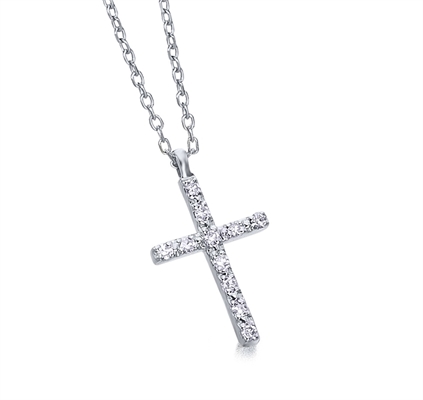 Collier croix religieuse en diamant